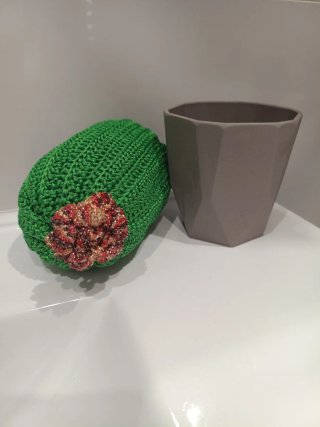 Adorno Cactus Crochet Maceta Guarda Cosas