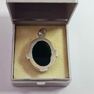Ciondolo artigianale in Argento Pietra Verde Ovale