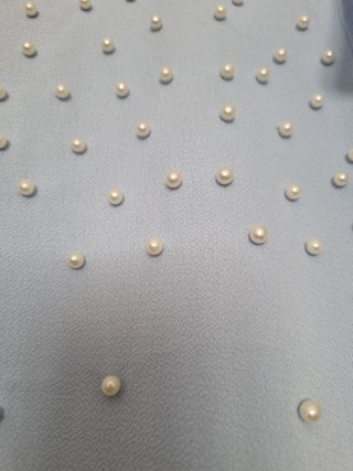 Blusa azul con perlas