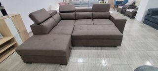 Sofá Chaise Longue Cama con Arcón y Pufs