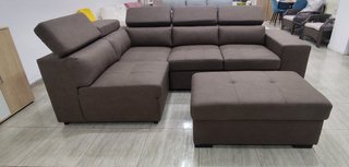 Sofá Chaise Longue Cama con Arcón y Pufs