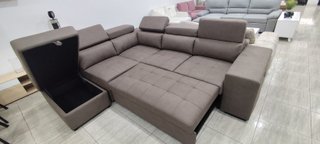 Sofá Chaise Longue Cama con Arcón y Pufs