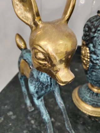 Jarra y 2 cervatillos de bronce
