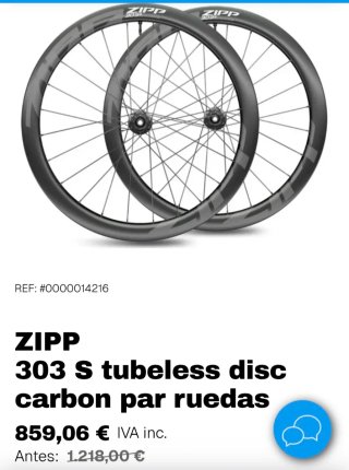 Ruedas Zipp 303 S Carbono Tubeless