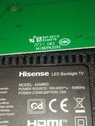 Placa Main + Fuente Hisense 43A6BG televisión