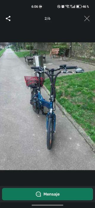 Bicicleta Plegable Azul con Cesta