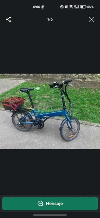 Bicicleta Plegable Azul con Cesta