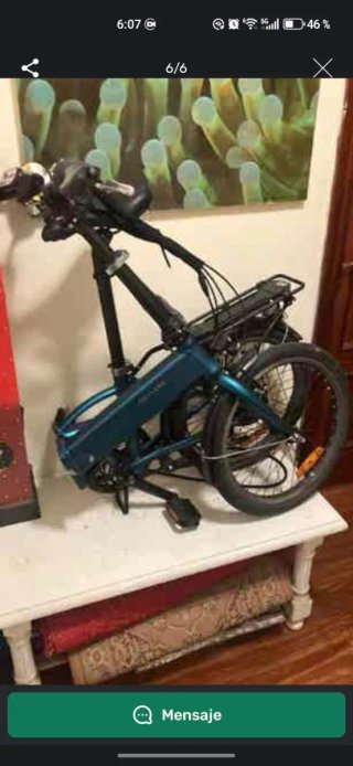 Bicicleta Plegable Azul con Cesta