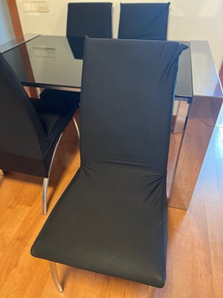 Mesa comedor cristal negro extensible