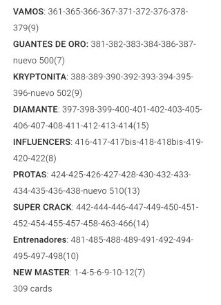 Lote 312 Cromos Adrenalyn + Dream Box 50 cards