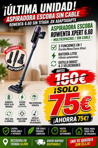 Rowenta X-Pert 6.60 RH6838 Aspiradora Escoba