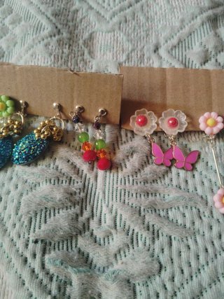Lote pendientes clip vintage fantasía