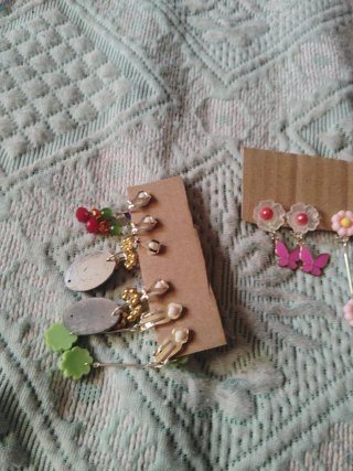 Lote pendientes clip vintage fantasía