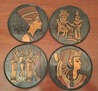 Set 4 Piattini Decorativi da parete Egizi Metallo