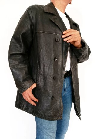 Abrigo punk cuero auténtico Chevignon XL Medidas