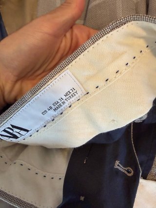 Traje Zara Cuadros Gris y Blanco