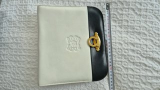 Bolso Piel Vintage Blanco y Azul marino