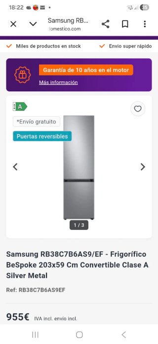 Cajones Congelador Frigorífico Samsung RB38C7B6AS9
