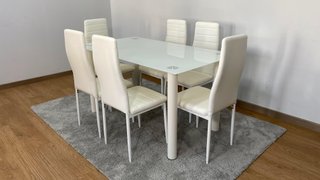 Mesa salón moderna con 6 sillas blancas