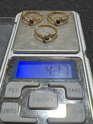 Anillo Triple Oro 18k con Gemas