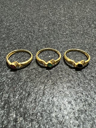 Anillo Triple Oro 18k con Gemas