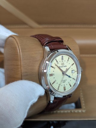 Reloj Seiko Mod GS Elegance Crema Piel Marrón GMT