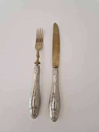 Antiche posate in ottone argentato