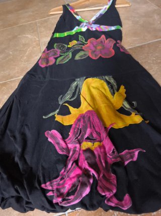 Vestido Desigual T36 Negro Multicolor bordado