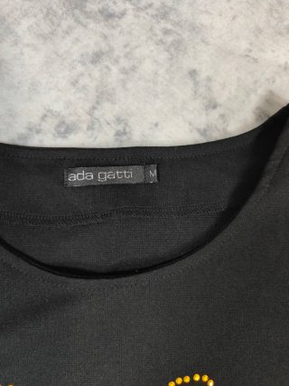 Vestido Negro con Leopardo Brillante Talla M