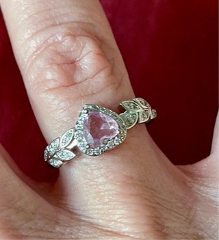 Anillo Plata 925 Corazón Rosa
