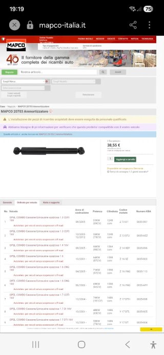 Ammortizzatori posteriori MAPCO Opel
