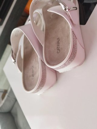 Sandalias blancas con brillos mujer