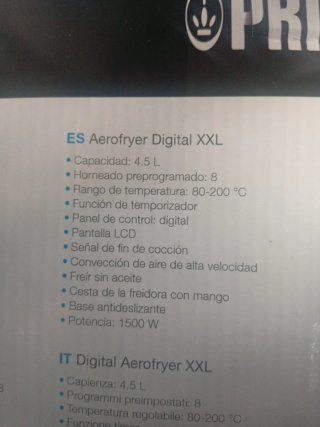 Freidora Aire Princess Digital XXL si estrenar