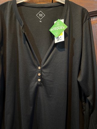 Blusa Negra Manga 3/4 Talla XL