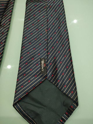 Corbata Waron's Azul Marino con Rayas Rojas y Dora