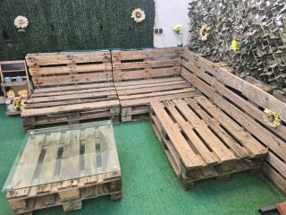 Conjunto Sofá mesa palets terraza jardín