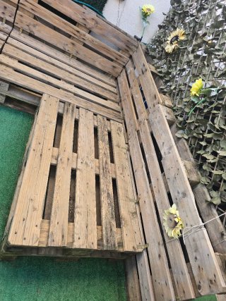 Conjunto Sofá mesa palets terraza jardín