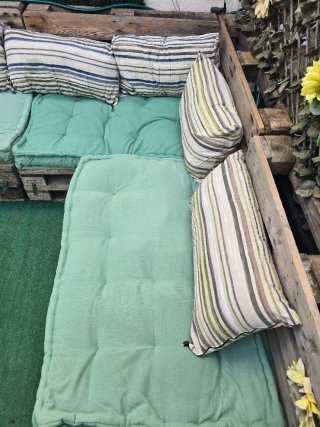Conjunto Sofá mesa palets terraza jardín