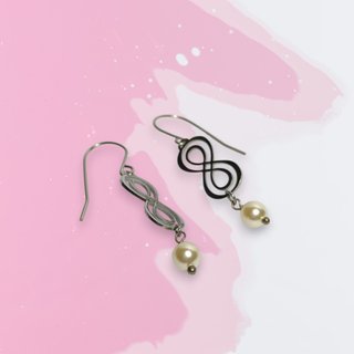 Pendientes infinito perla acero