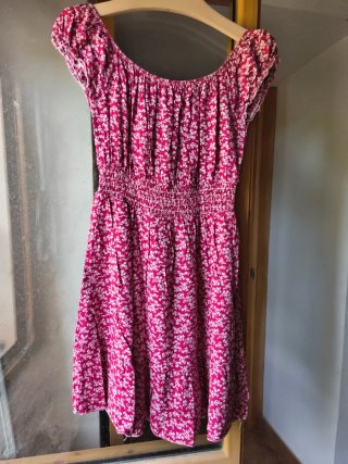 Vestido Verano Flores Granate Blanco