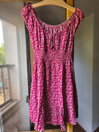 Vestido Verano Flores Granate Blanco