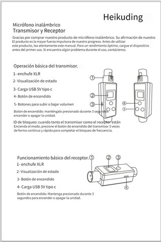 Transmisor y Receptor Micrófono Inalámbrico.