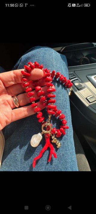 Collana corallo rosso e perle barocche