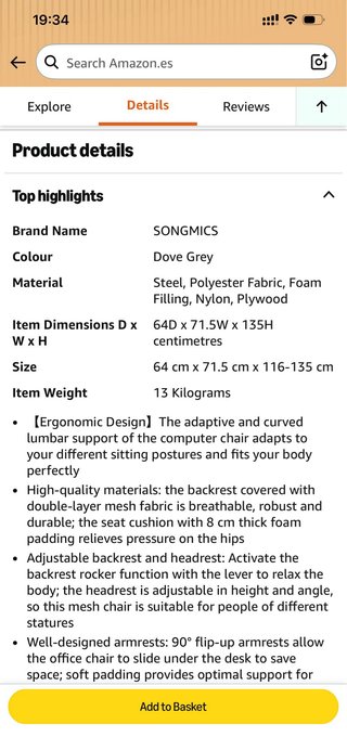 Silla de oficina ergonómica blanca NUEVA