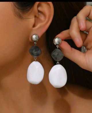 Pendientes Flamenca Bolas Grises y Blancas
