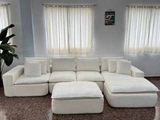 ENVIO GRATIS Sofá beige y mesa centro cristal