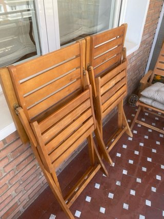 Conjunto 4 Sillas y Mesa Madera Terraza
