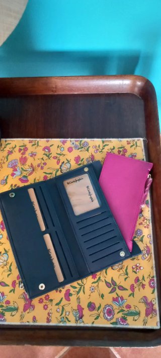 Cartera Billetero Mujer Azul Marino y Rosa