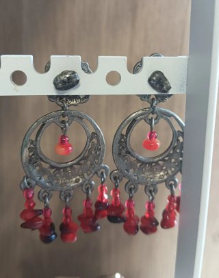 Pendientes Flamenca Rojo y Plateado