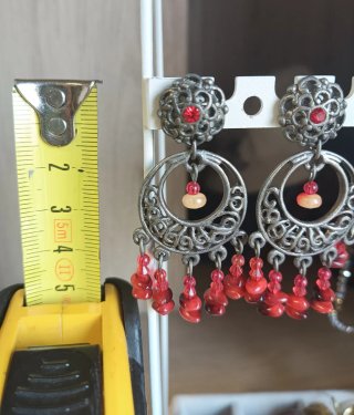 Pendientes Flamenca Rojo y Plateado